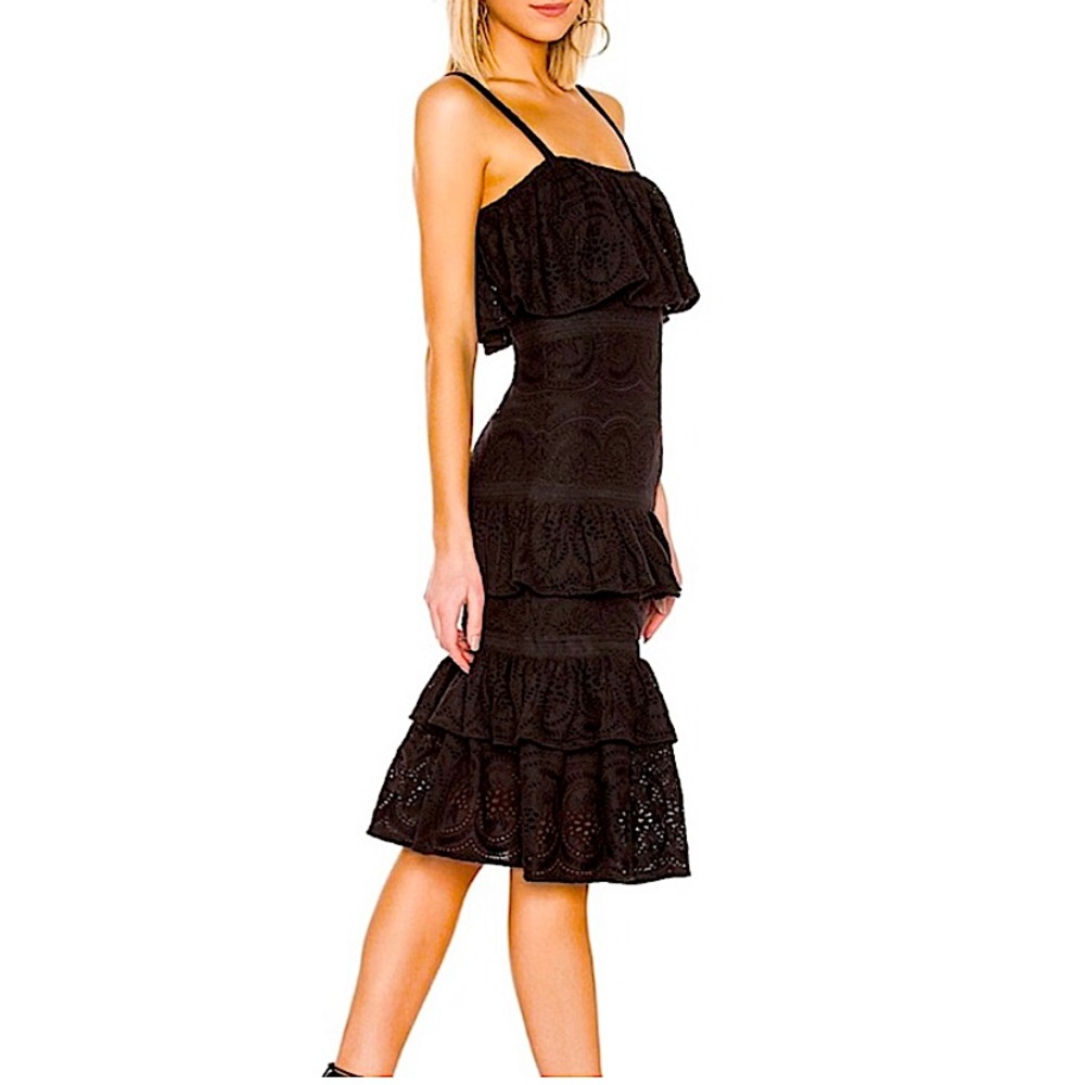 Lovers + Friends Hailey Crochet Eyelet Tiered Midi Dress - Picture 2 of 3